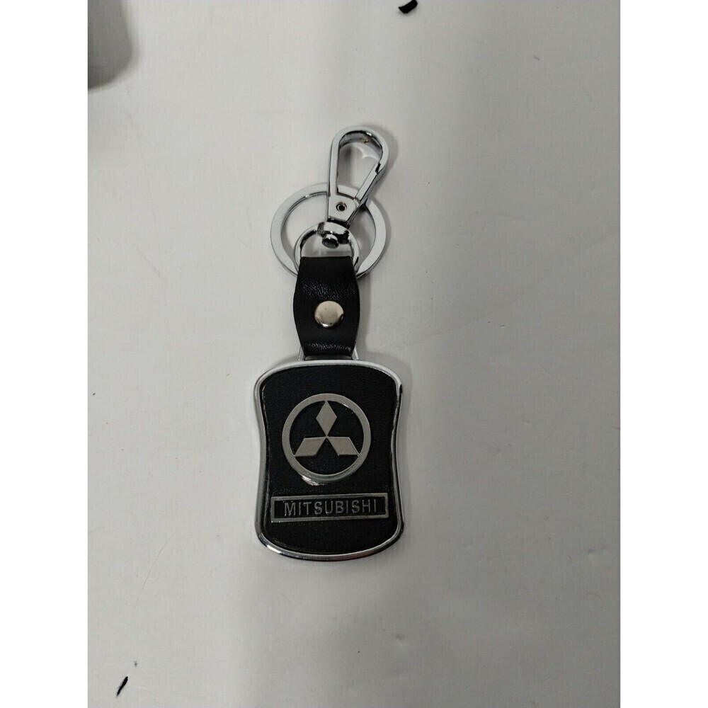 Key Chain For Mitsubishi Metal Alloy Car Black Leather Chrome Accessories‎